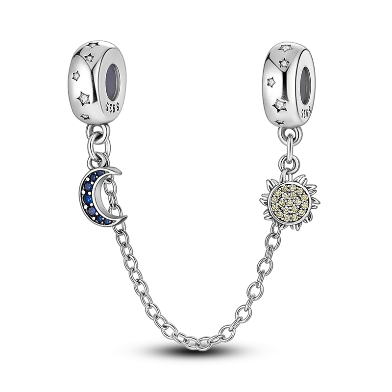 Silver Clasp 925 Sterling Silver CZ pave Clip Charms Daisy Beads Stopper Safety Chain fit Original Bangle Bracelet Jewelry Clip